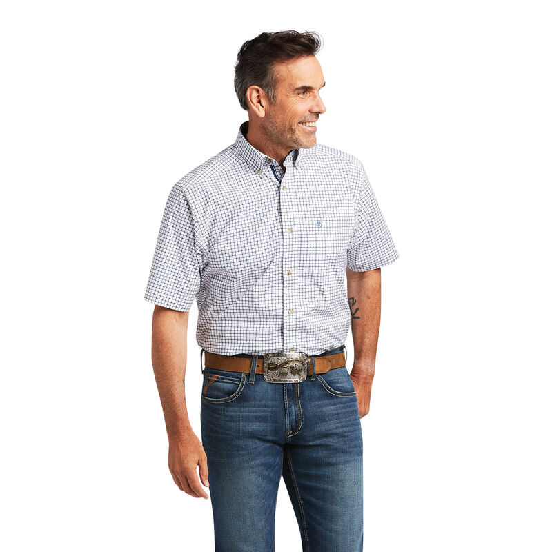 Camisas Ariat Pro Series Taha Stretch Classic Fit Blancas/Azules Hombre - Chile 648-QYXFIC